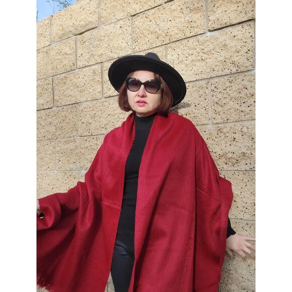 New baby Alpaca wool Shawl wrap Scarf Head Wrap Blanket Red - Picture 8 of 9